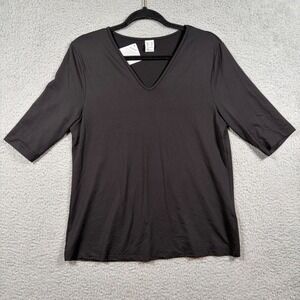 NWT Tactel Black V-Neck Performance T-Shirt Moisture Wicking Tee Womens Size 6
